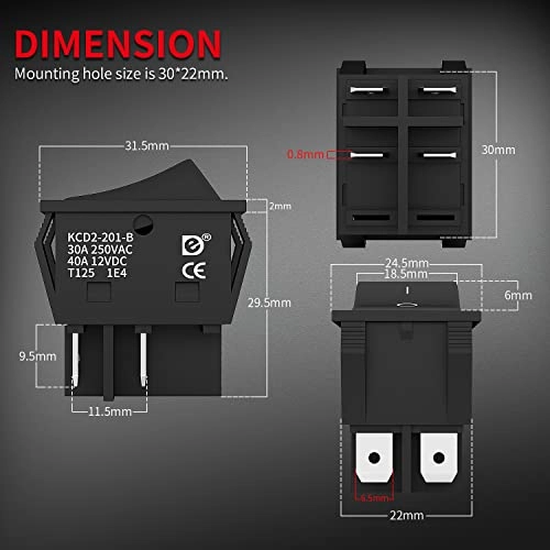 KCD2-201-B - DPST 40A 12V 4 Pin 2 Position