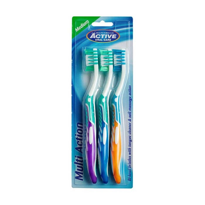 Multi Action Tooth Brush - Medium 3-Piece Pack