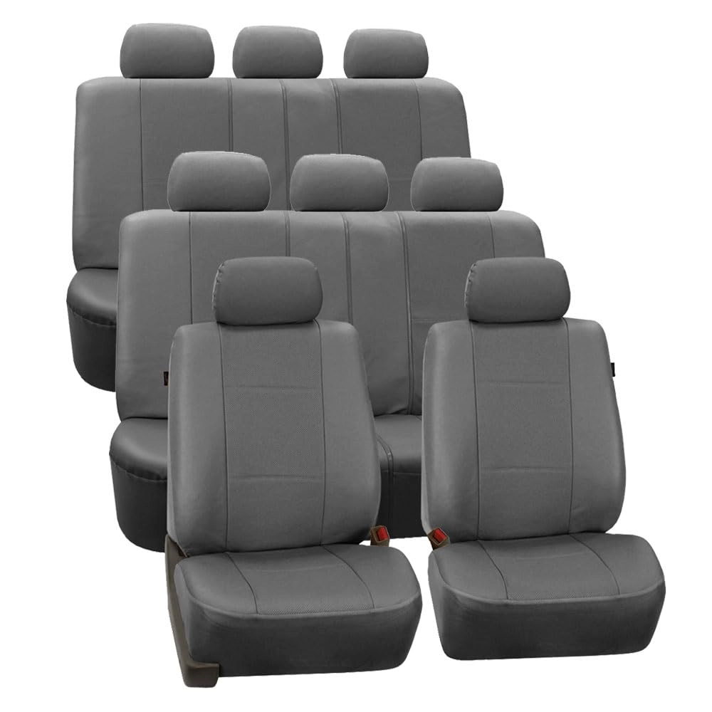 FH Group Three Row Car Seat Covers - Deluxe Leatherette 7 Seater Universal Fit