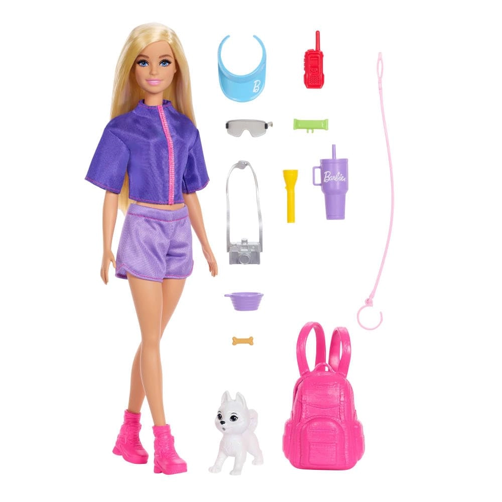 Mattel Barbie Malibu Outdoor Adventures - 10+ Accessories Pet Puppy Ages 3+