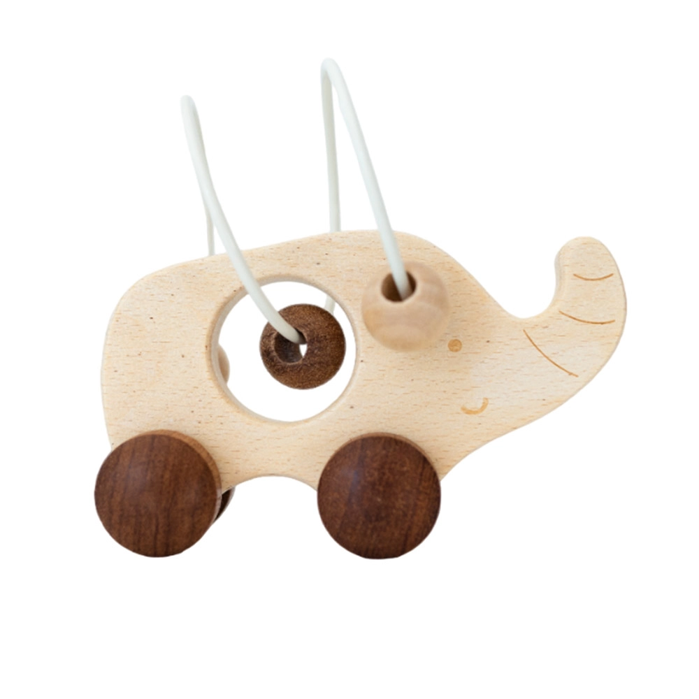 The Rolling Cart Elephant Shaped Wooden Rattle - Suitable for 0 month & above wooden