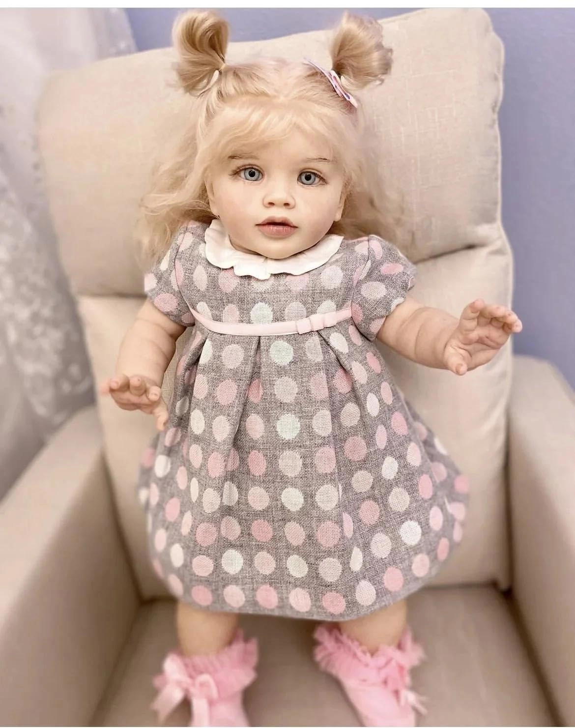 Pippa Reborn Baby Doll - 26 inch Cotton Vinyl Hand-rooted Curly Hair Ages 3+