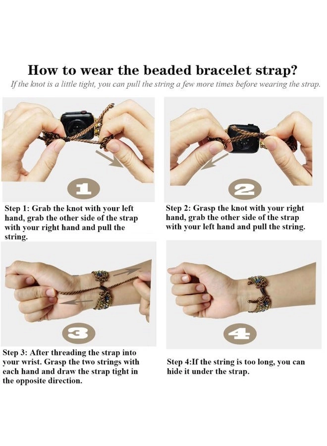 Boho Beaded Braided Watch Band 38mm 40mm 41mm 42mm 44mm 45mm 49mm