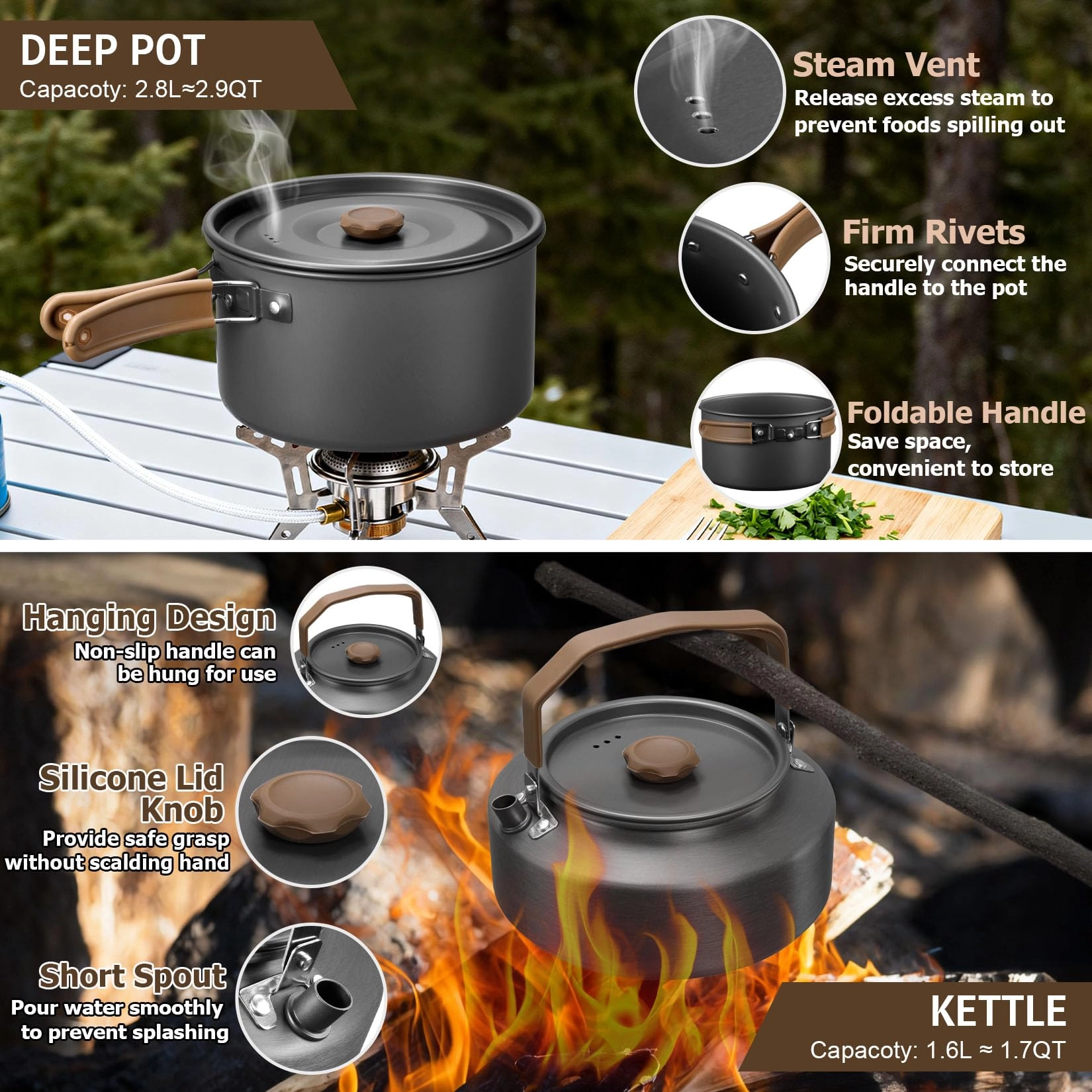 Camping Cookware Mess Kit - 18 Piece