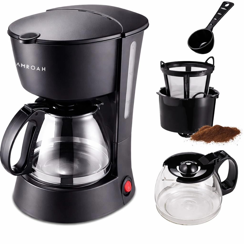 AMROAH Drip Coffee Maker - 6 Cup Auto Shut Off Keep Warm
