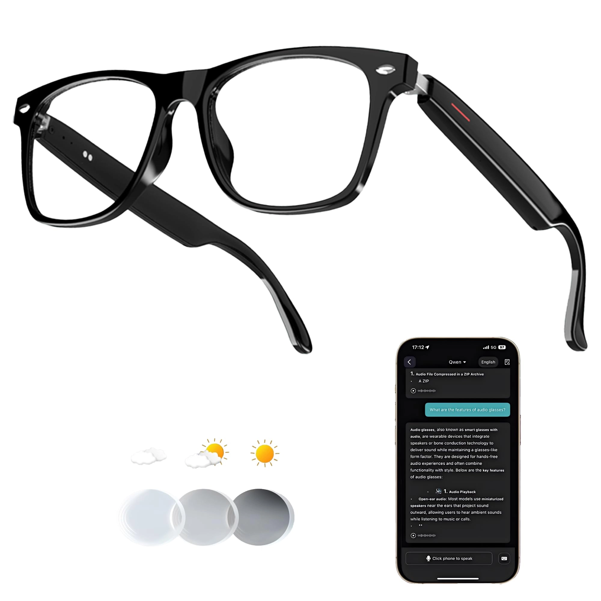 MNVOEQ AI Smart Wireless Bluetooth Translation Glasses - 138+ languages Speakers