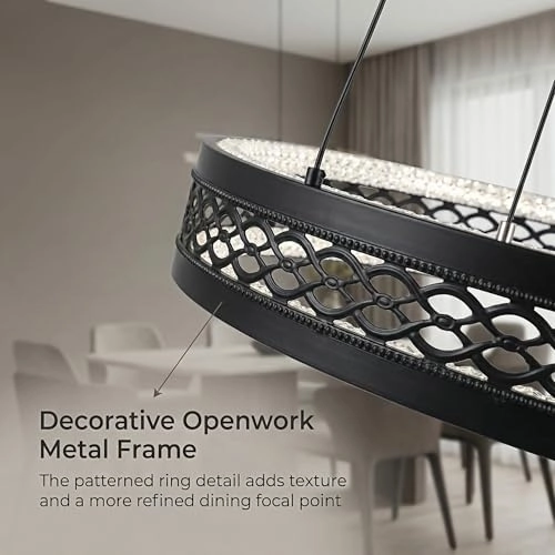 Single Ring White LED Chandelier - 3000K-6000K Dimmable