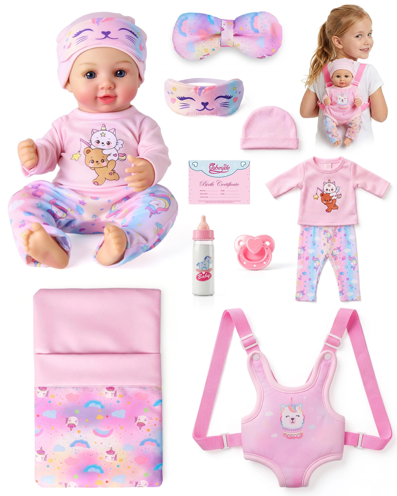 BABESIDE Doll Set - 12 Inch Vinyl Unicorn Ages 3+