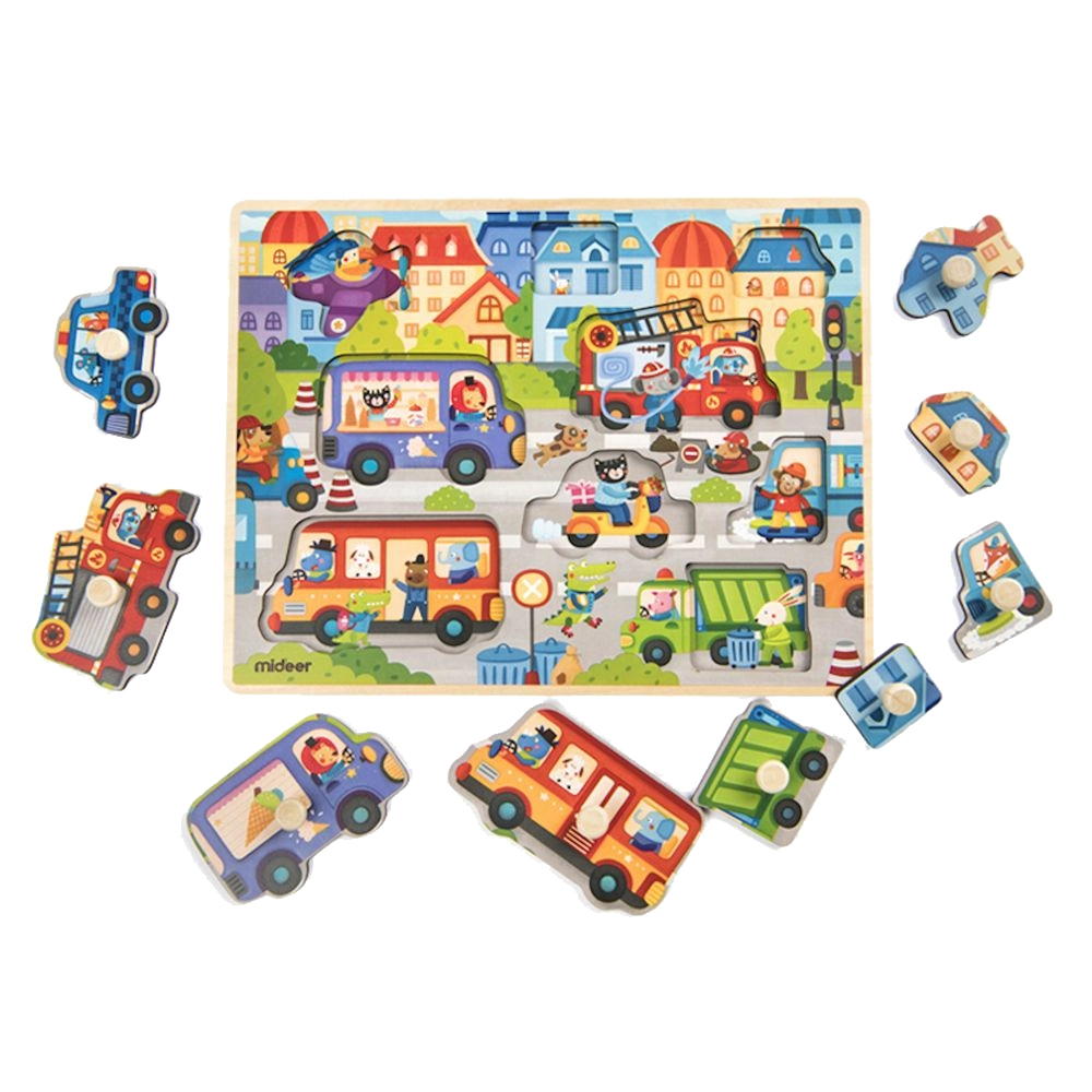 MIDEER Vehicles Discovery Wooden Puzzle (TOP-MD3063)