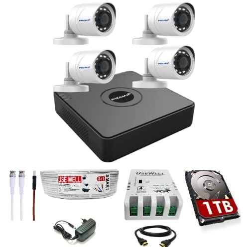 4 Channel DVR + 4 Outdoor Cameras - 2MP + 1 TB HDD + JK Vision Wire/SMPS