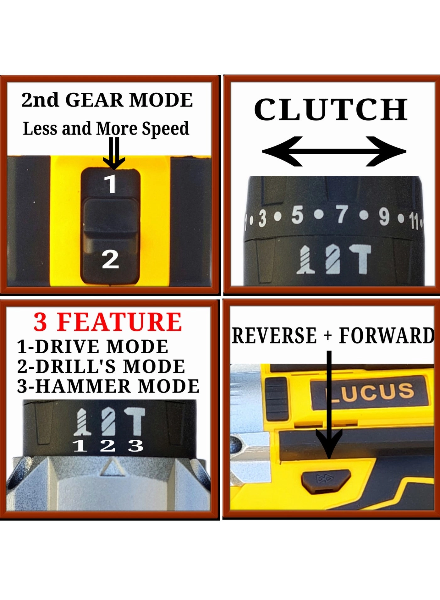 Impact Cordless Drill - 12 Volts Black & Yellow