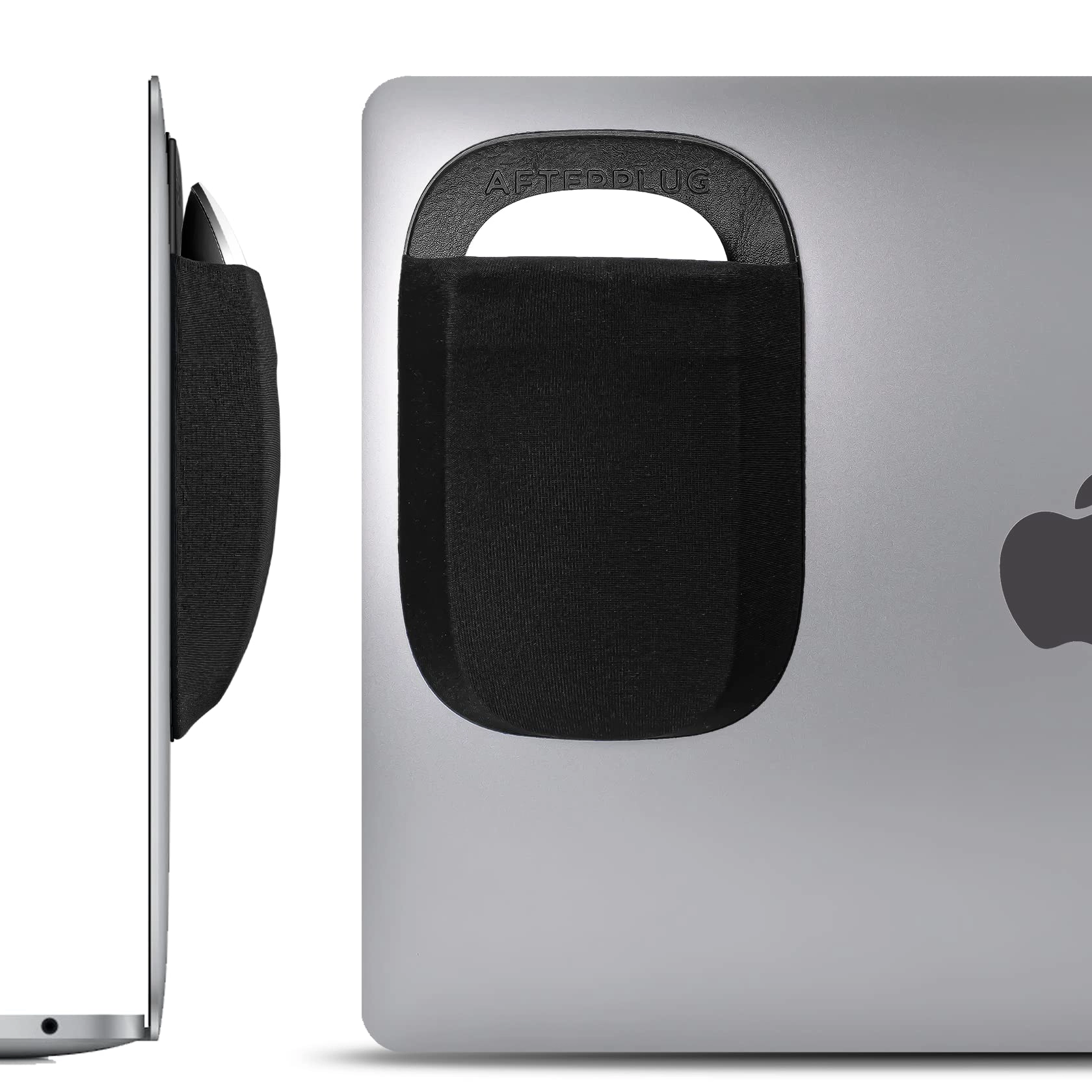 Afterplug US Stick-On Mouse Pouch - Adhesive Holder Compatible with Apple Magic Mouse 1 & 2 Black