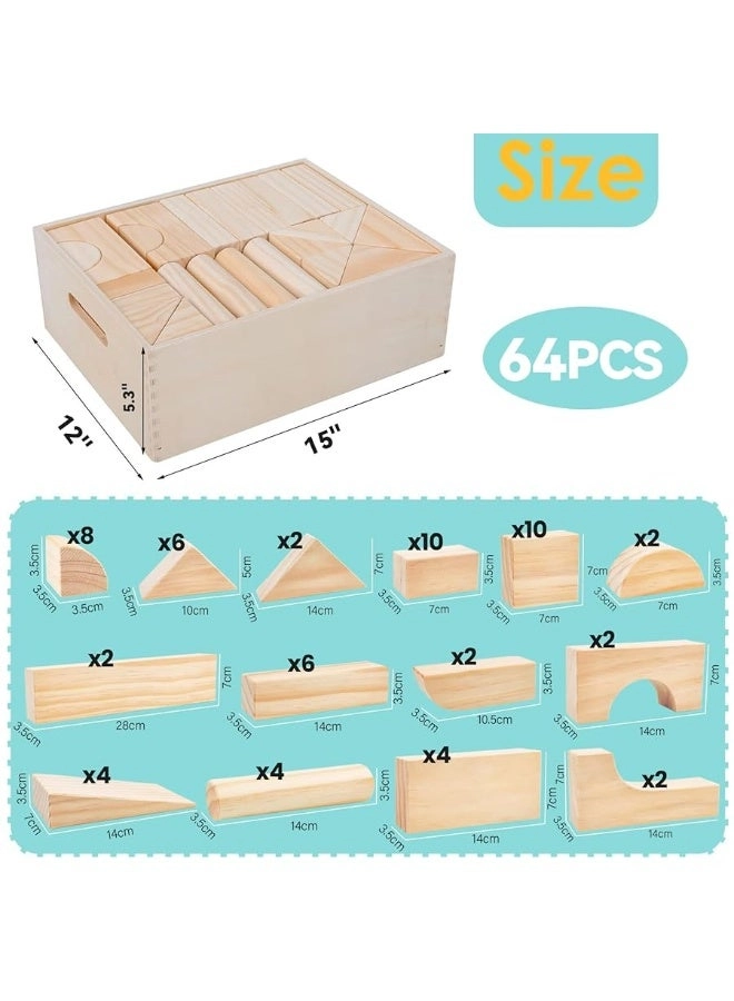 Wooden Blocks - 64 pcs
