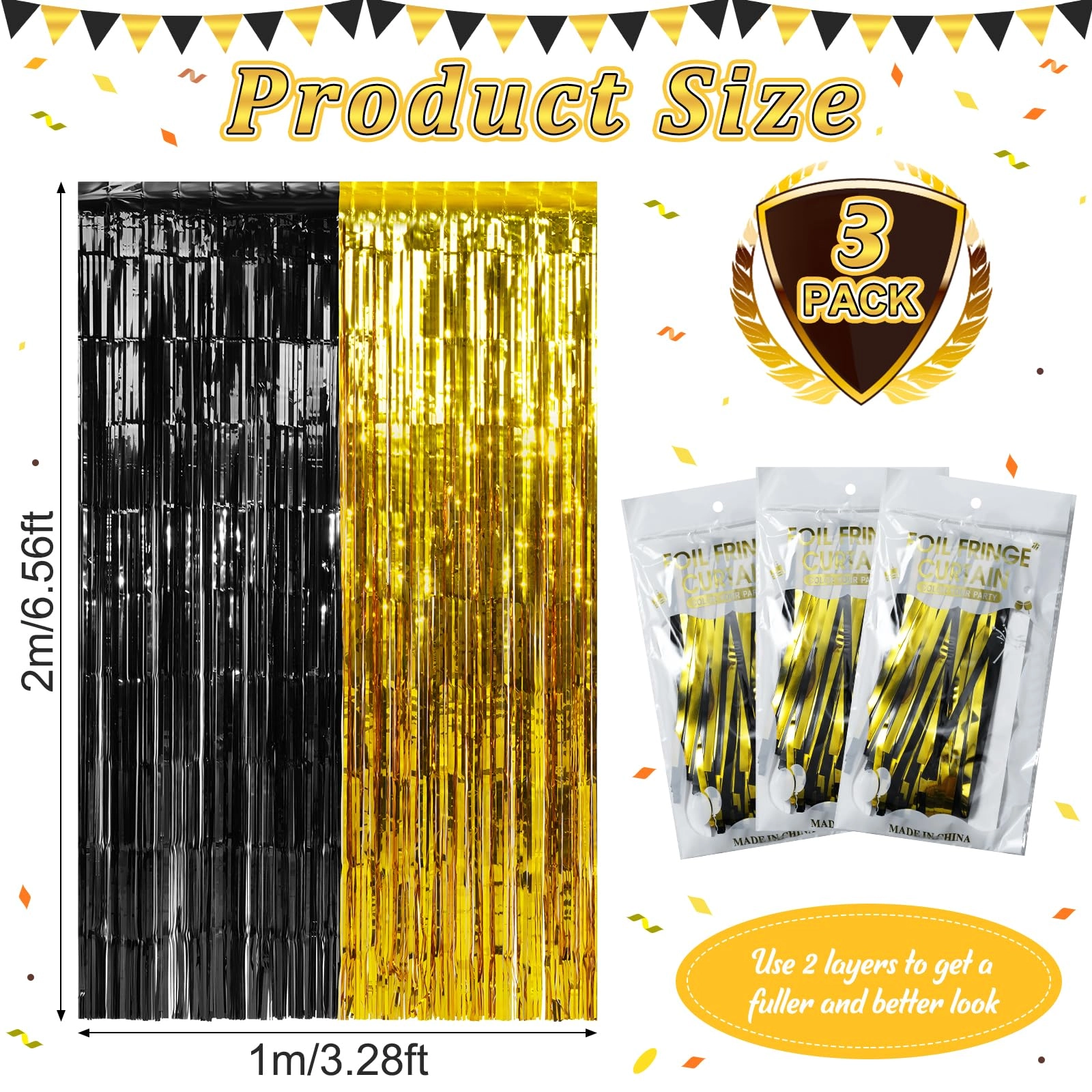 Foil Fringe Curtain - 3 Birthday Graduation Prom Wedding Pack