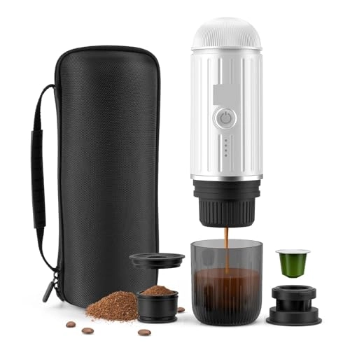 Portable Coffee Maker - coffee powder and capsules