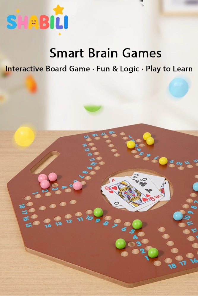 2-in-1 Board Game Set - Ludo Cribbage-style Marble Scoring