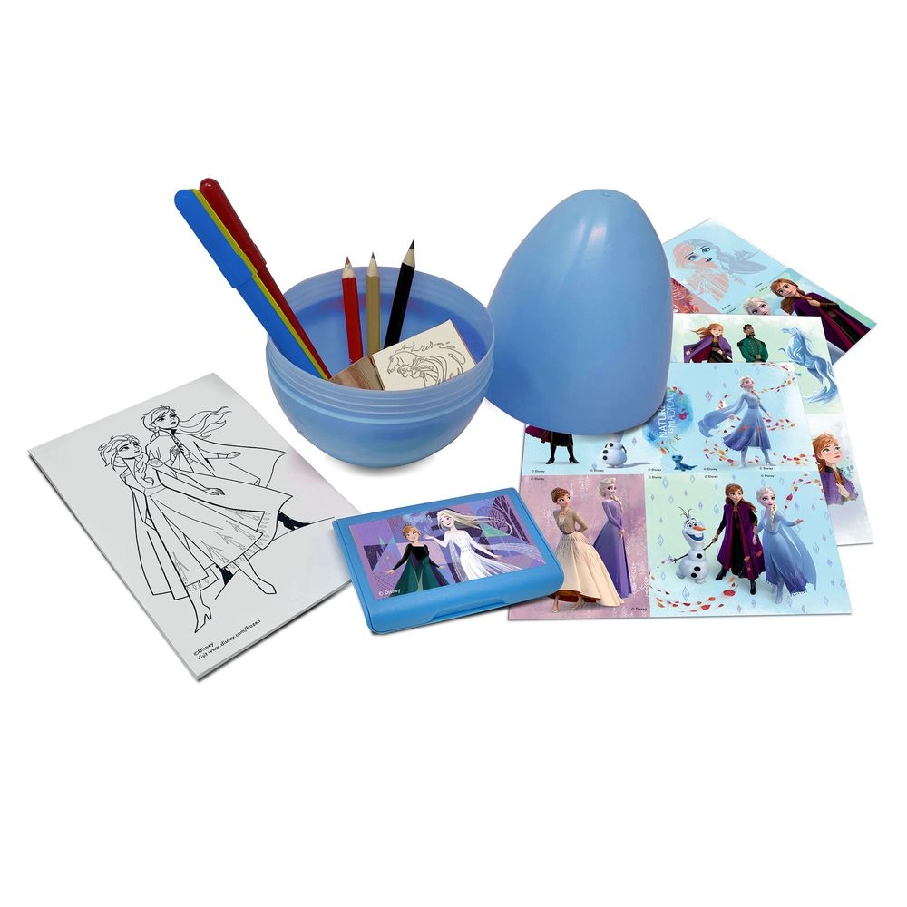 Frozen Eggs Art Set - 3 Felt Tip Pens 3 Colored Pencils 2 Themed Stamps