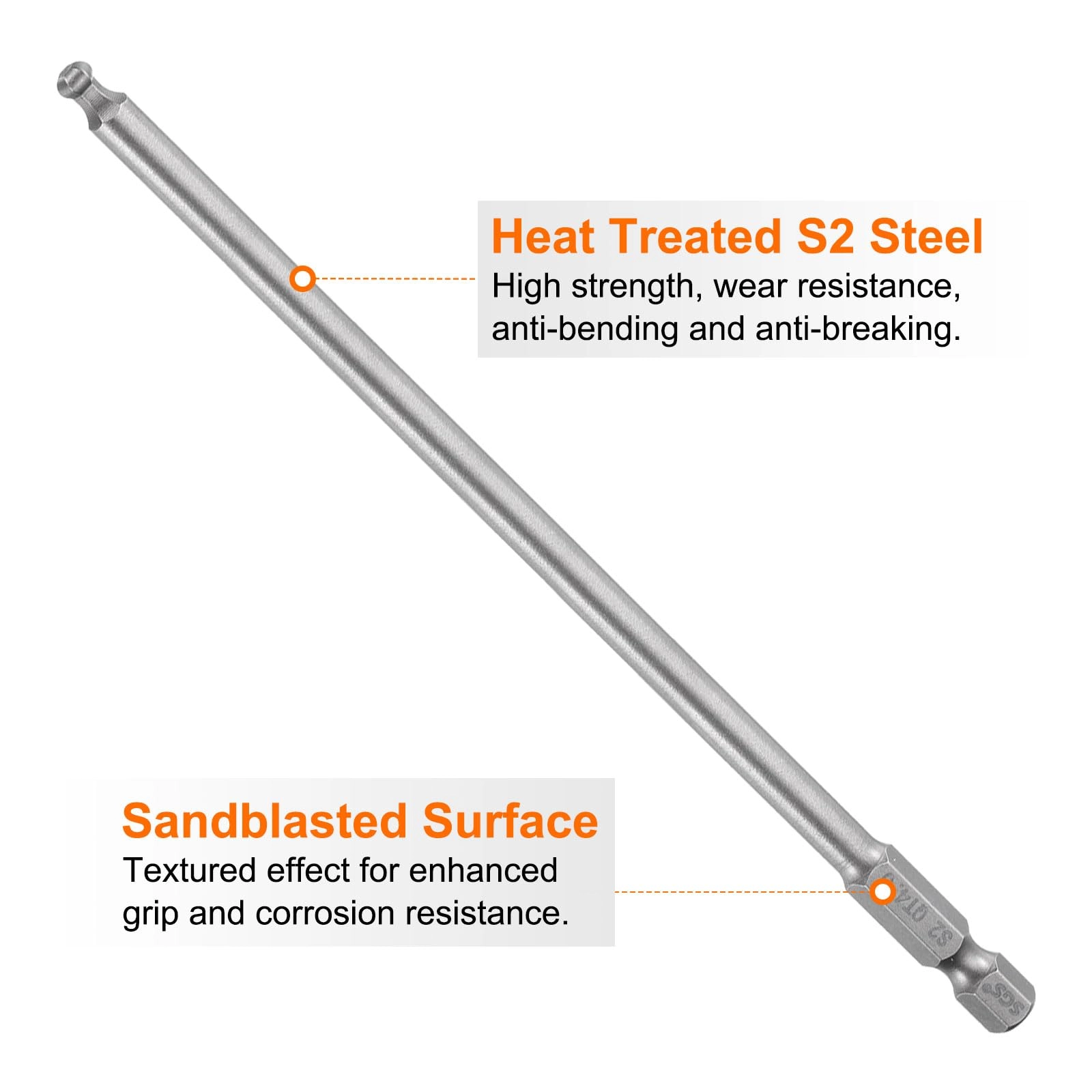 Ball End Hex Screwdriver Bit - 4pcs 150mm