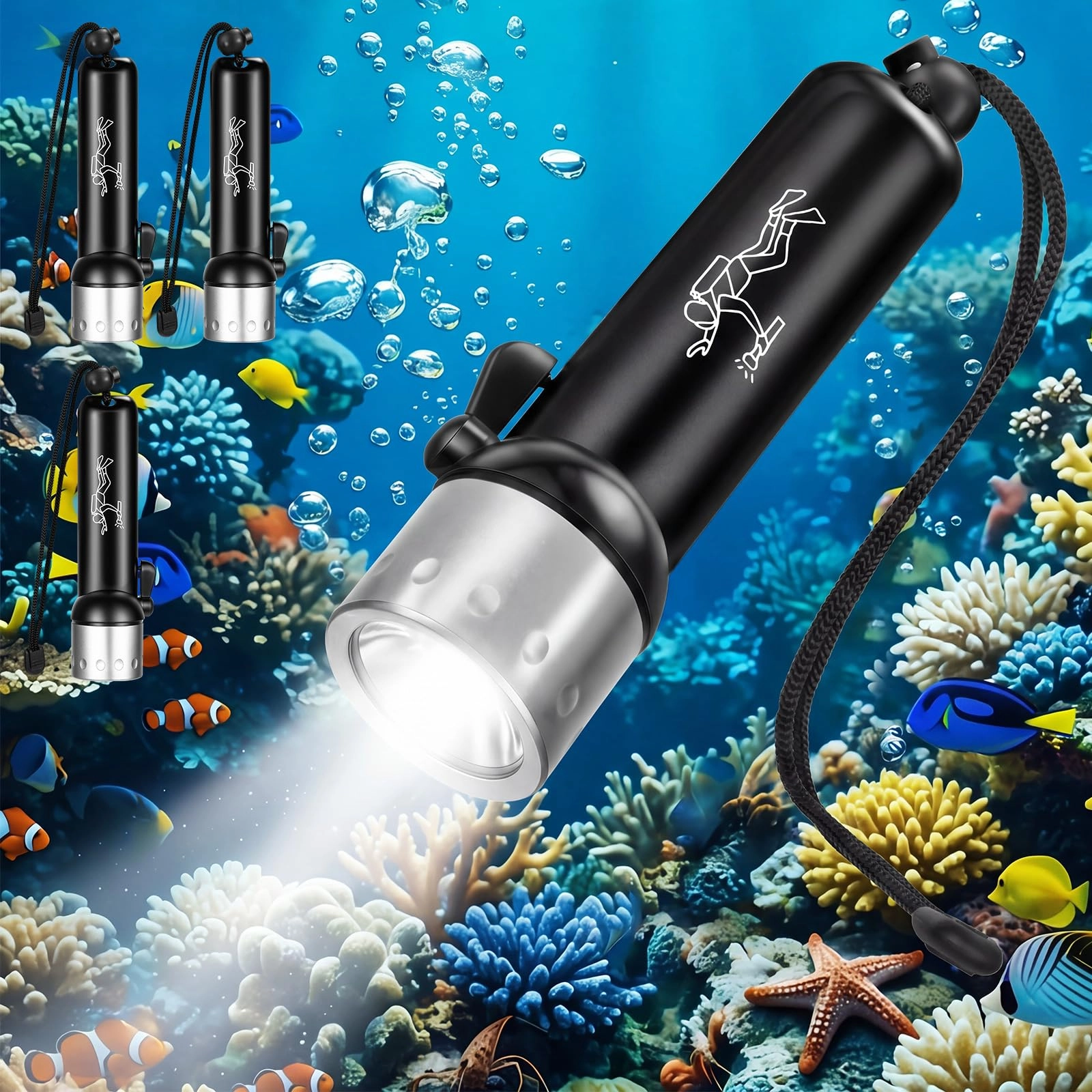 Retisee Diving Flashlight - 1000 Lumen T6 LED Waterproof Pack