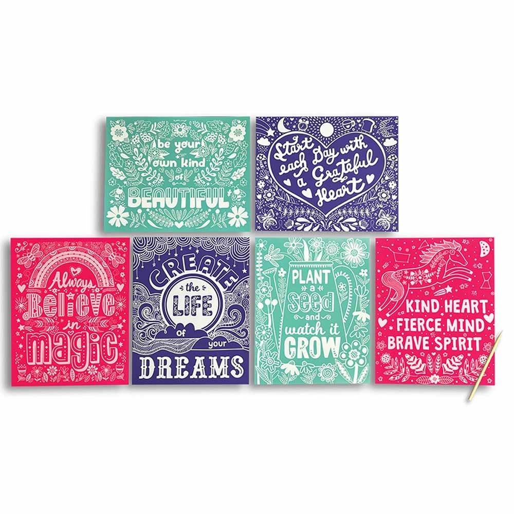 Scratch & Shine Foil Scratch Art Kit Amazing Affirmations - 6+ years