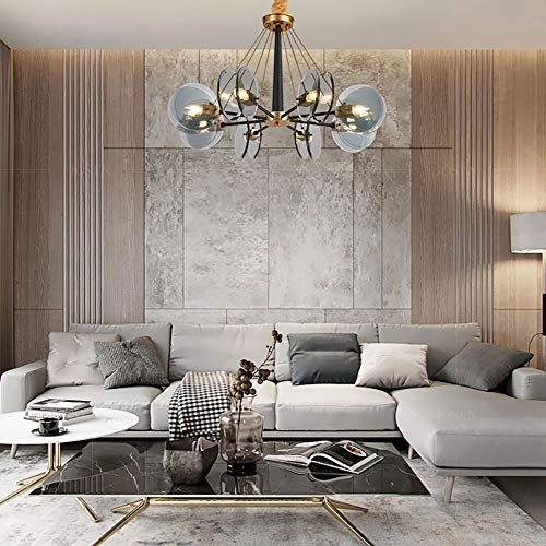 E14 Nordic Post-modern Creative Glass Chandelier - 8 head Soot cover