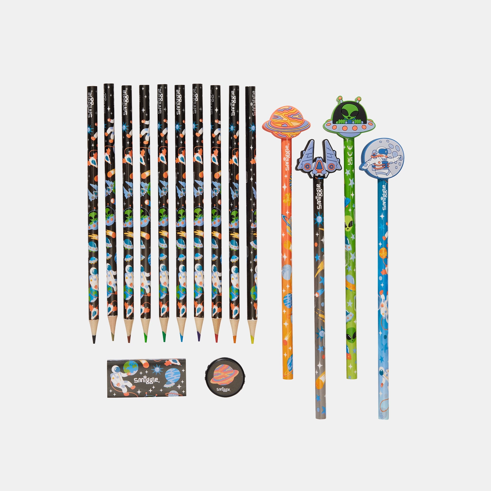 Graphite Pencil - 4 + Coloured Pencil - 12 + Eraser + Sharpener