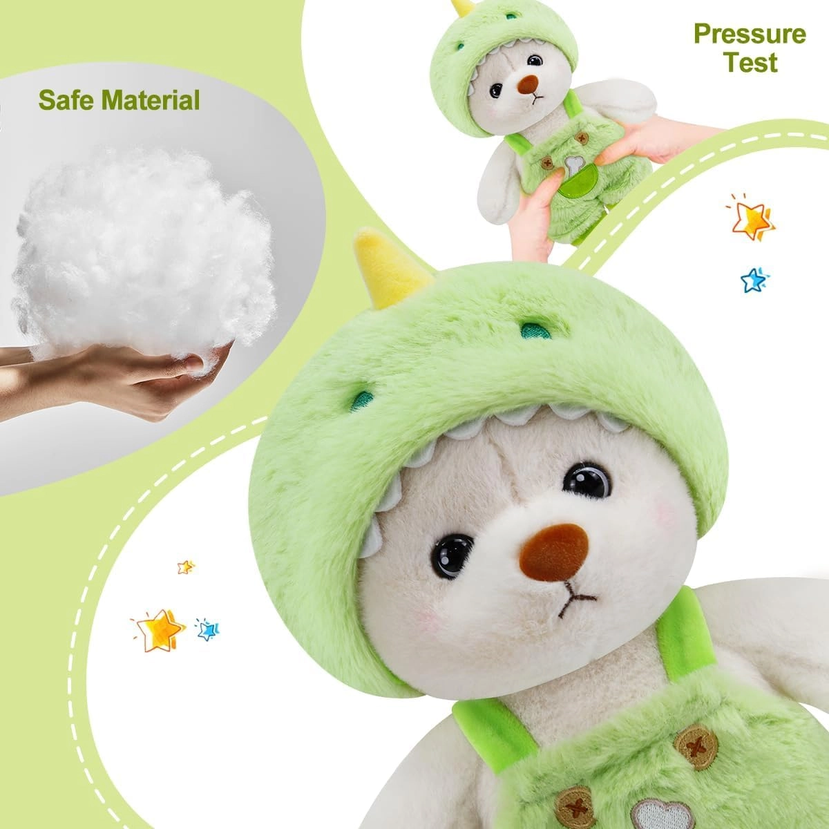 Bear Stuffed Animal - Small Green 10" Clothes and Hat