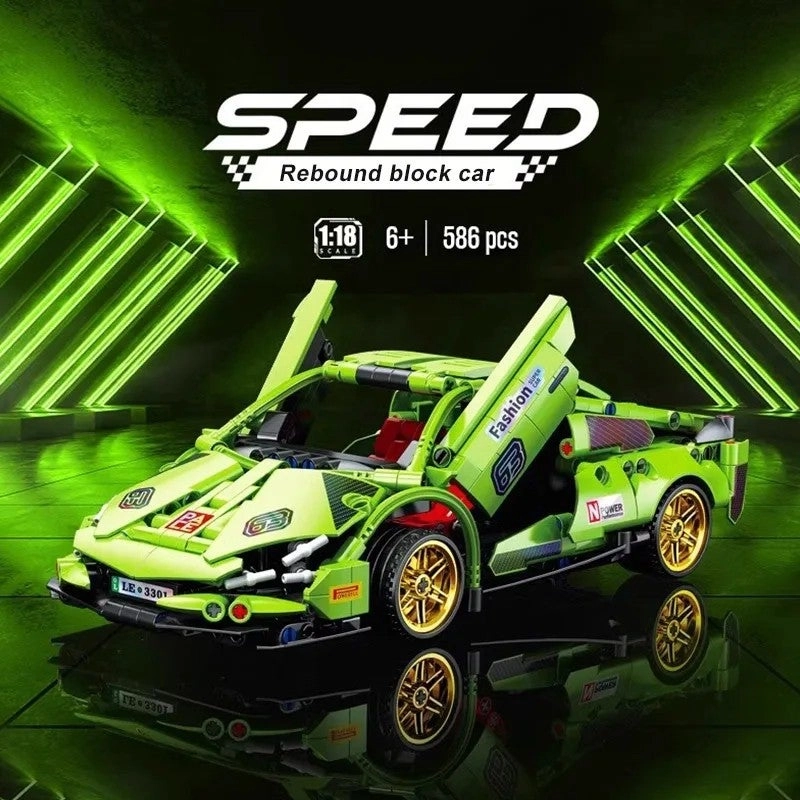 motorized sport car building block set - Plastic