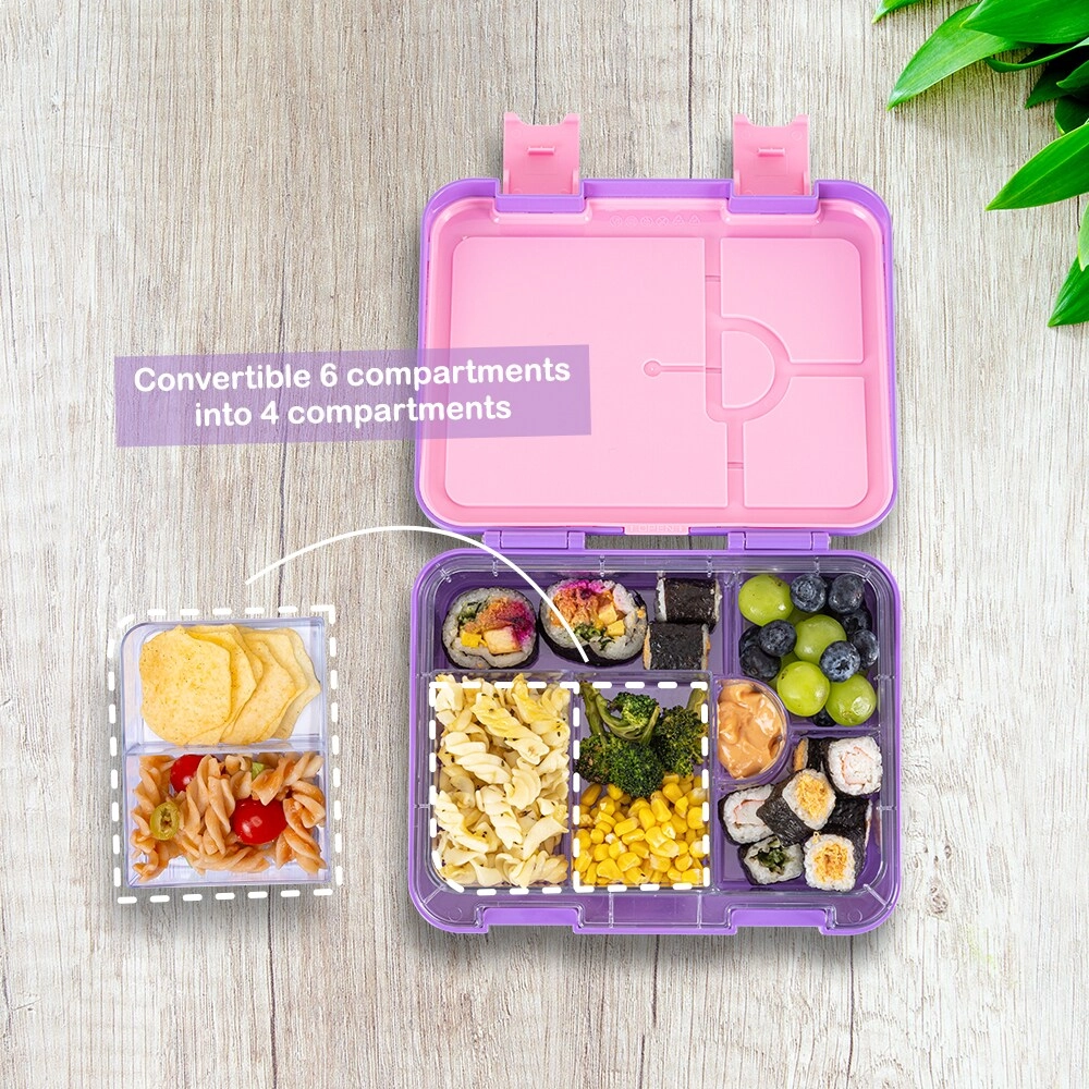 6 & 4 Convertible Bento Lunch Box - Butterfly Purple