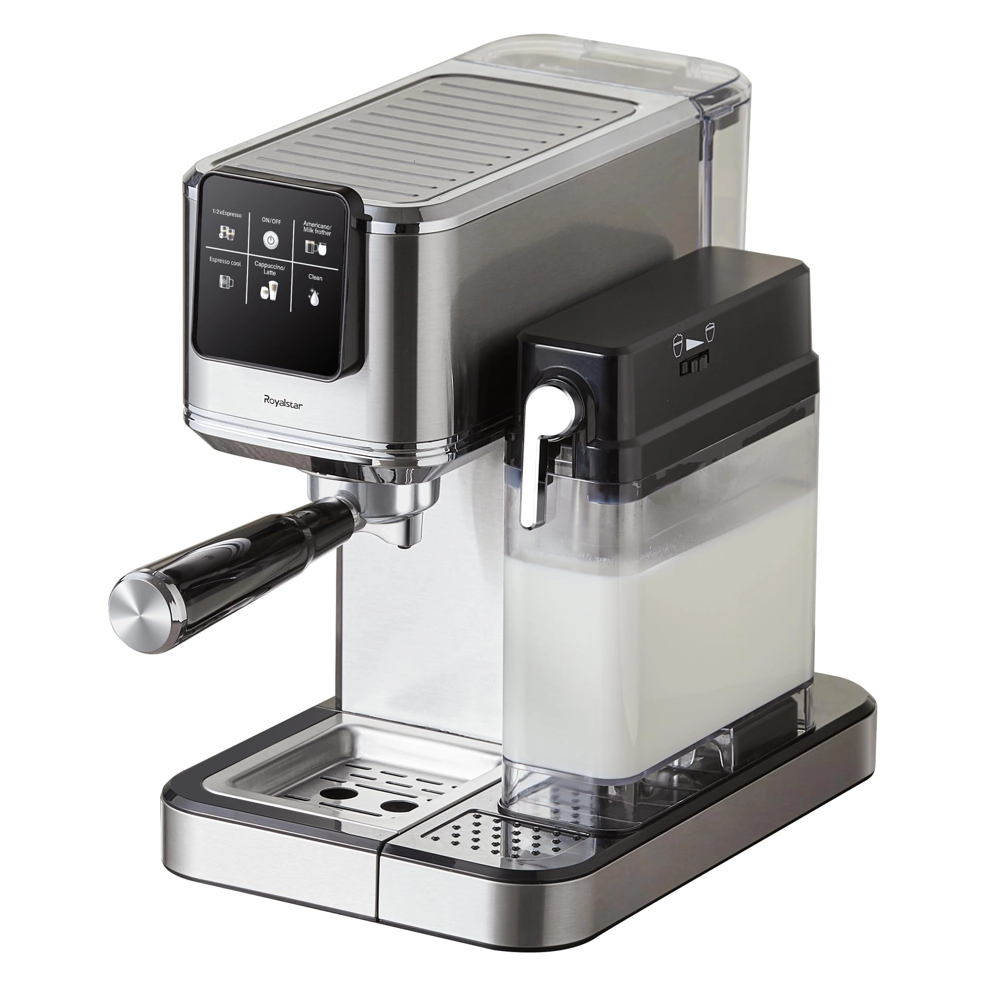Royalstar 20-Bar Semi-Automatic Coffee Machine - Grinder Milk Frother