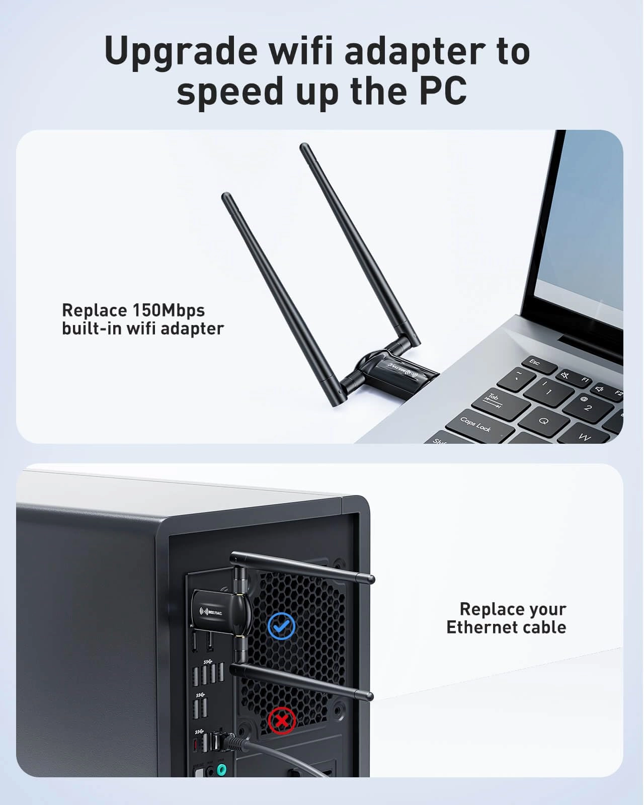 Wireless USB WiFi Adapter - Dual-band 5.8GHz 2.4GHz USB 3.0