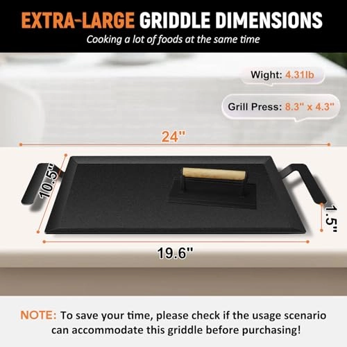 Carbon Steel Griddle - Double Burner 19.6" x 10.5"
