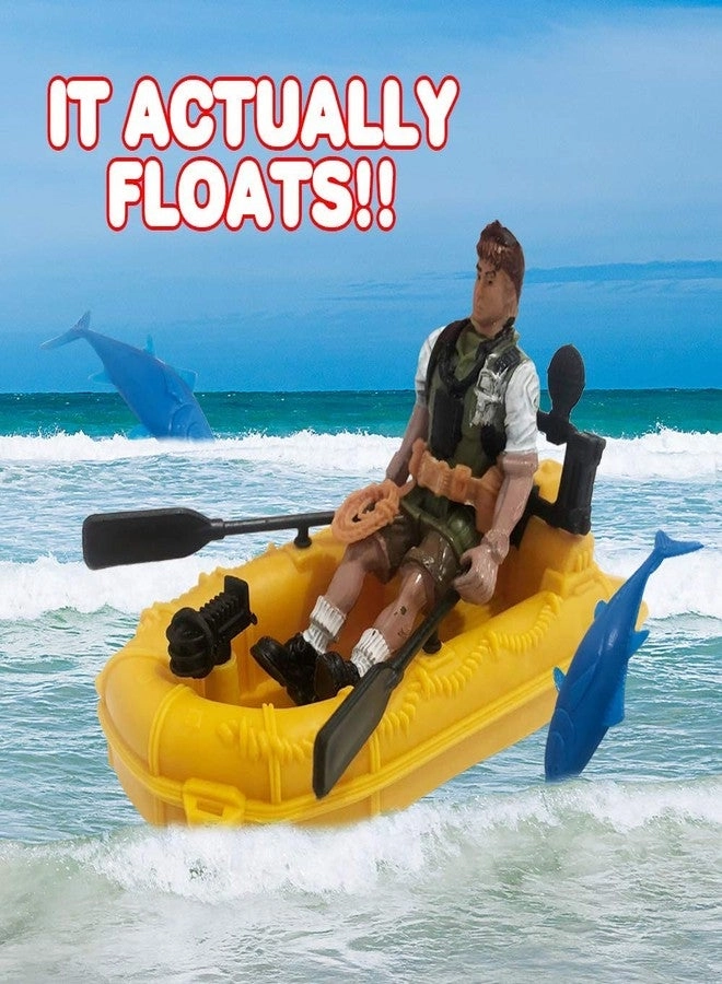 Aquatic Play Set - Action Figure Floating Boat 2 Fish