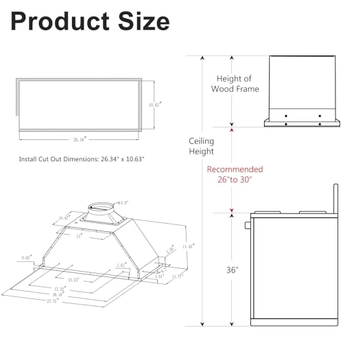 Insert Range Hood - 900 Cubic Feet Per Minute 70.5W