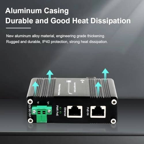 LNK-INS301-12V - 12VDC 20W 1 x RJ-45 IEEE802.3af/at Gigabit 30W Input