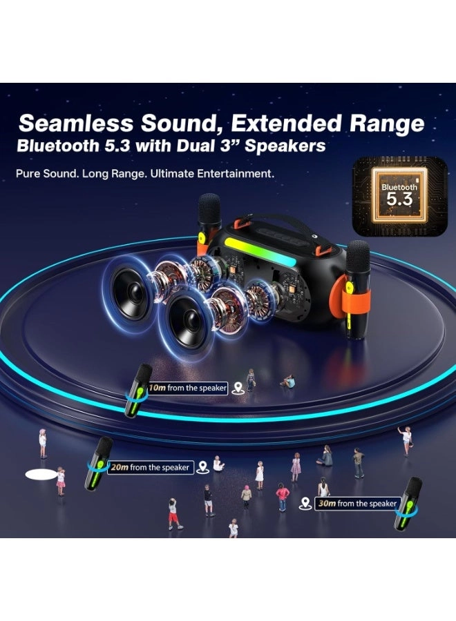 Karaoke Machine - 2 Wireless Microphones 30W