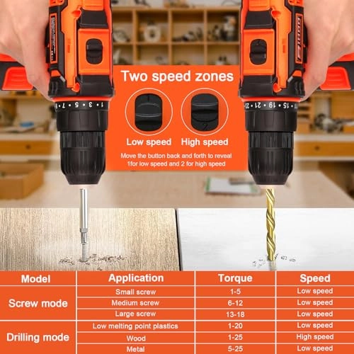 Cordless Drill - 20v 2000mah 25+1 Torque