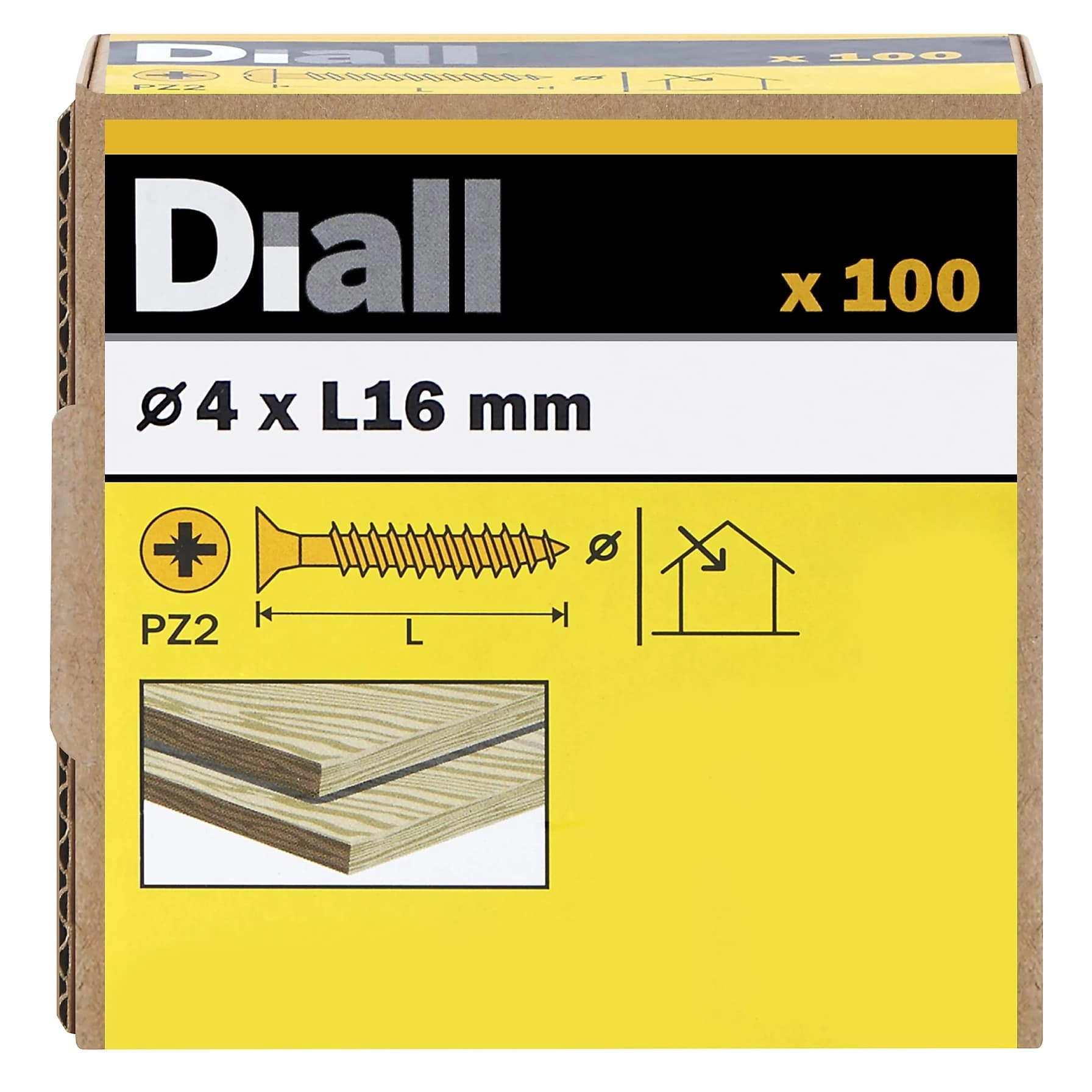 Diall Zinc-Plated Carbon Steel Pan Head Wood Screw Pack 4mm 16mm