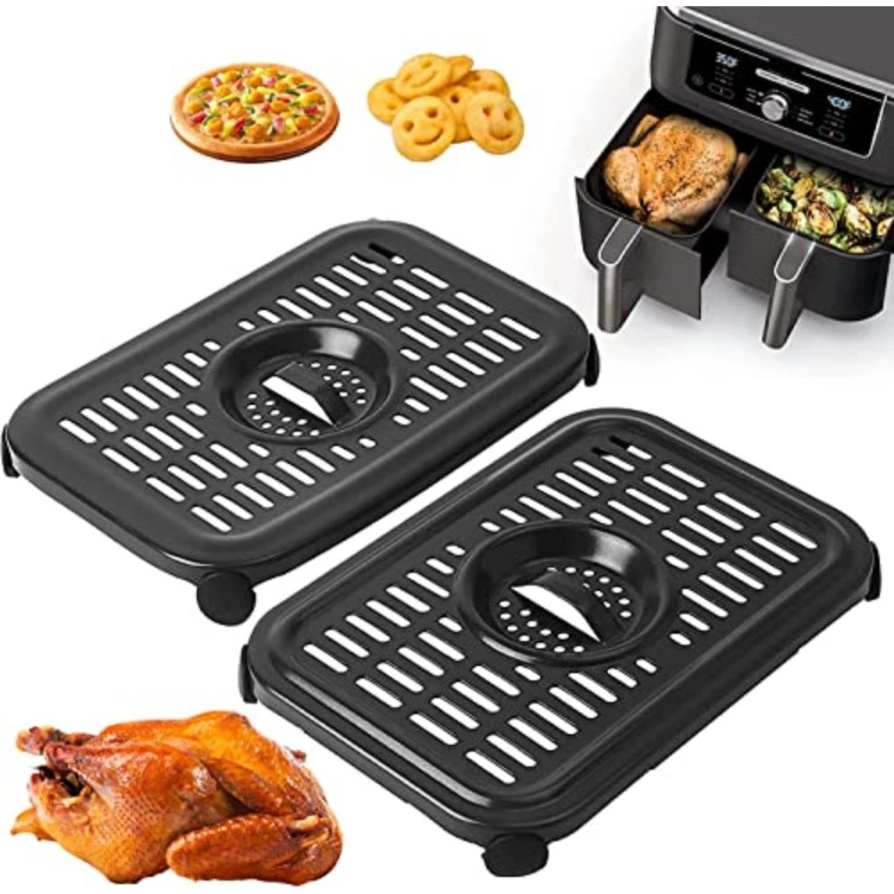 Generic Air Fryer Grill Plate + Magic cleaning cloth + Air Fryer Rubber Bumpers - stainless steel 2×