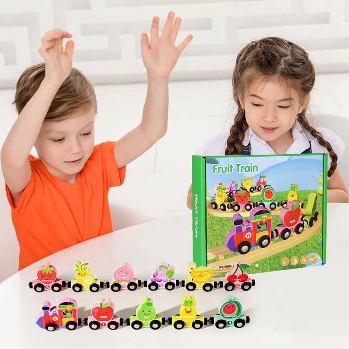 Magnatic Wooden Fruit Montessori Train Set - 3 years & above