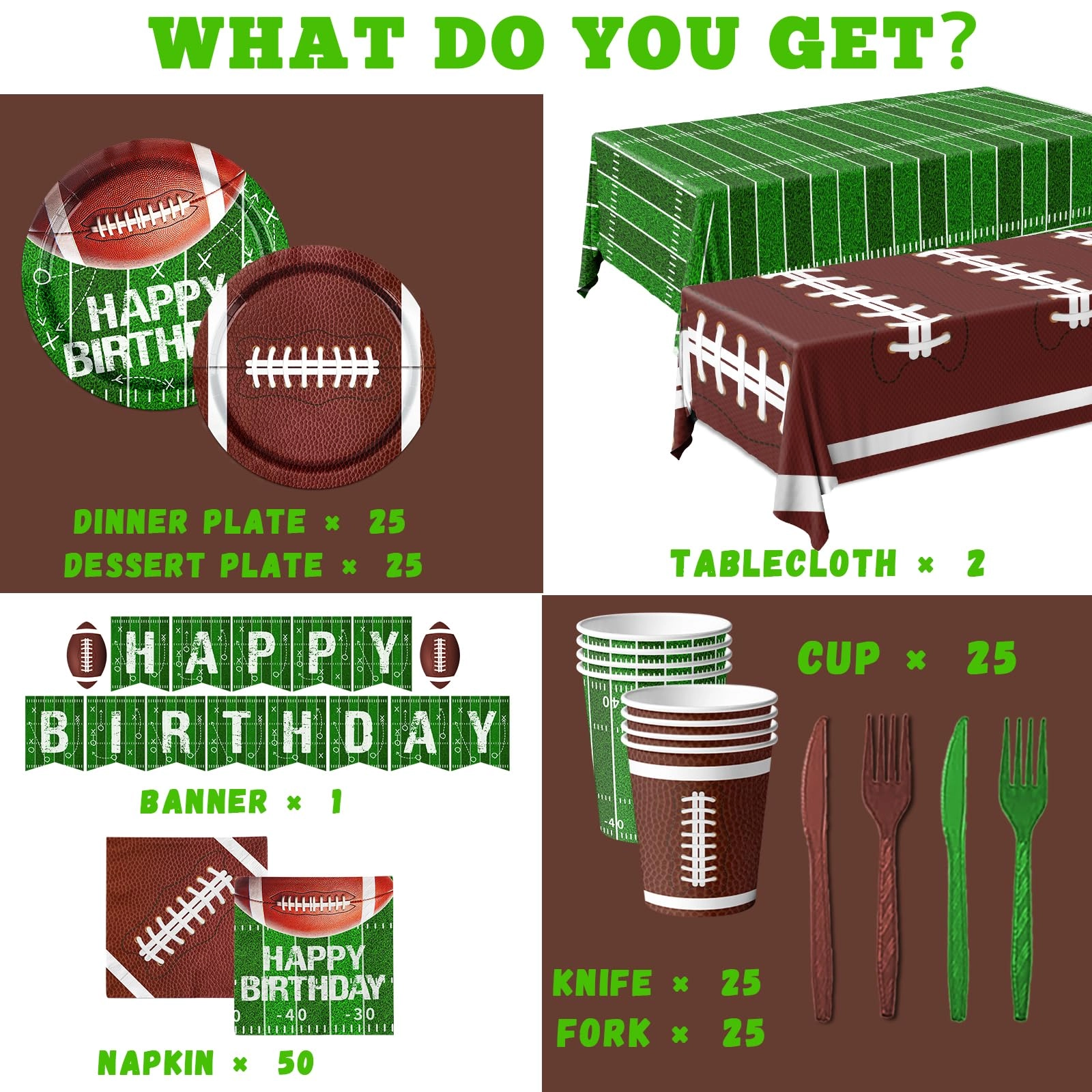 Football Party Tableware Set - 25 piece(s) Birthday