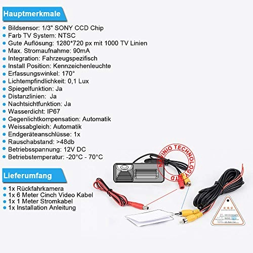 Rear View Camera - Night Vision 1280 x 720 pixels