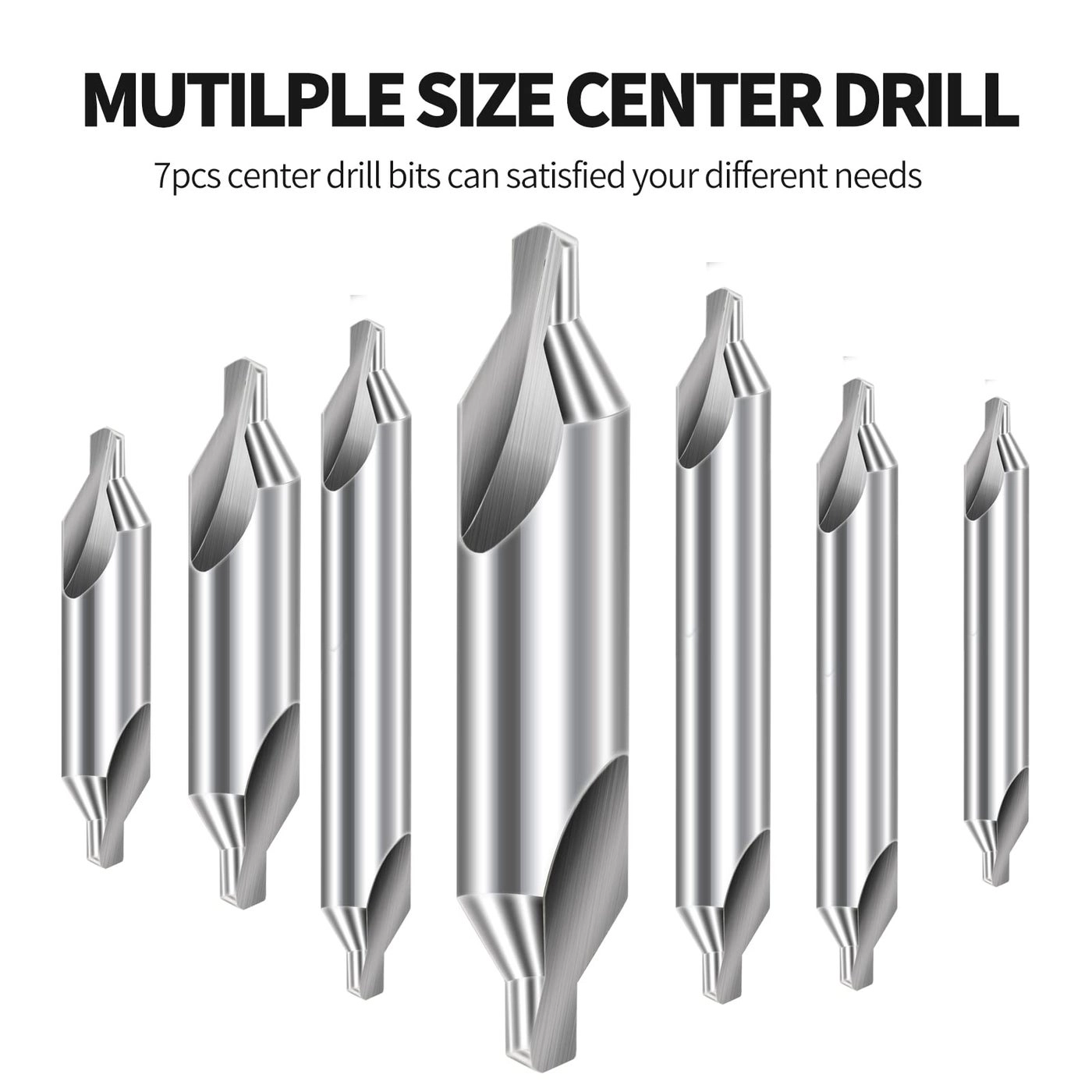 Center Drill Bits Set - High Speed Steel 7 pcs 1.0 1.5 2.0 2.5 3.0 4.0 5.0
