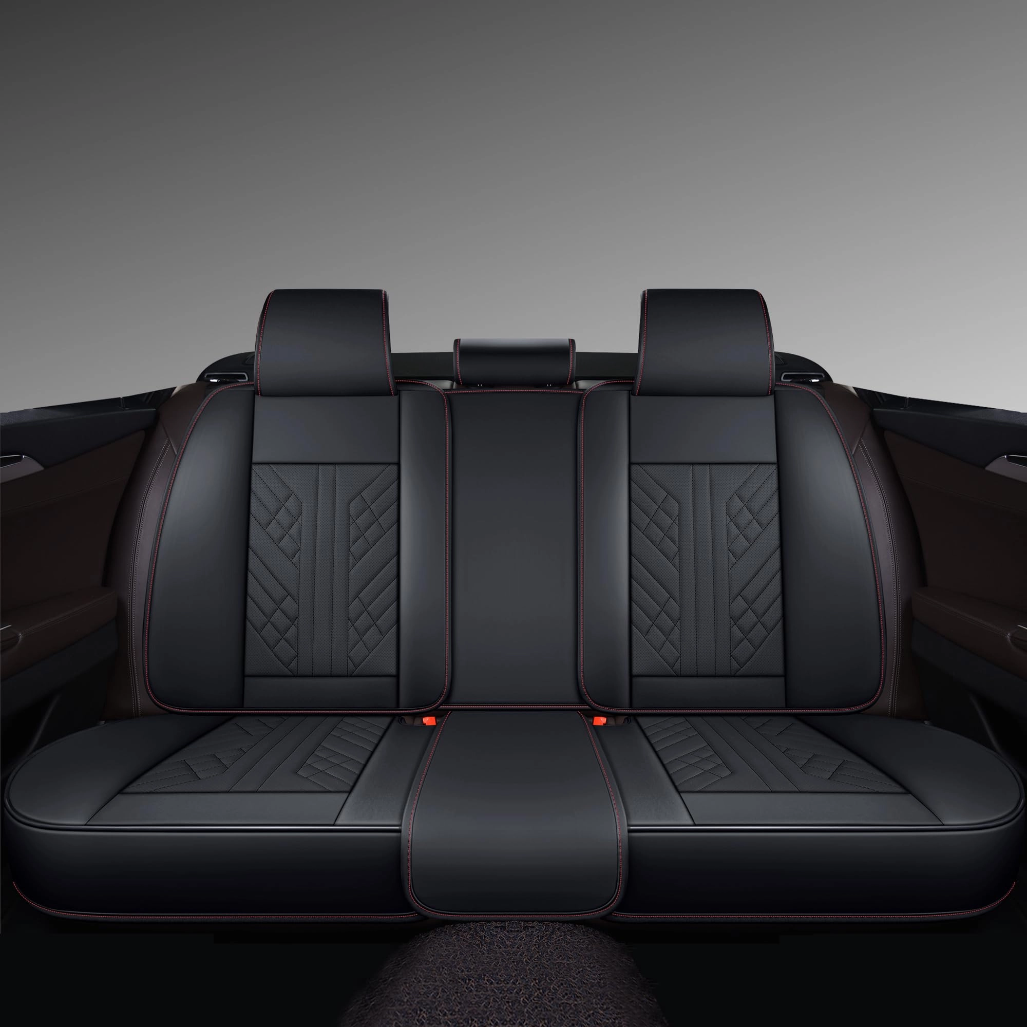 GXT Bench Seat Cover - Universal Fit Faux Leather Black with Red Strip