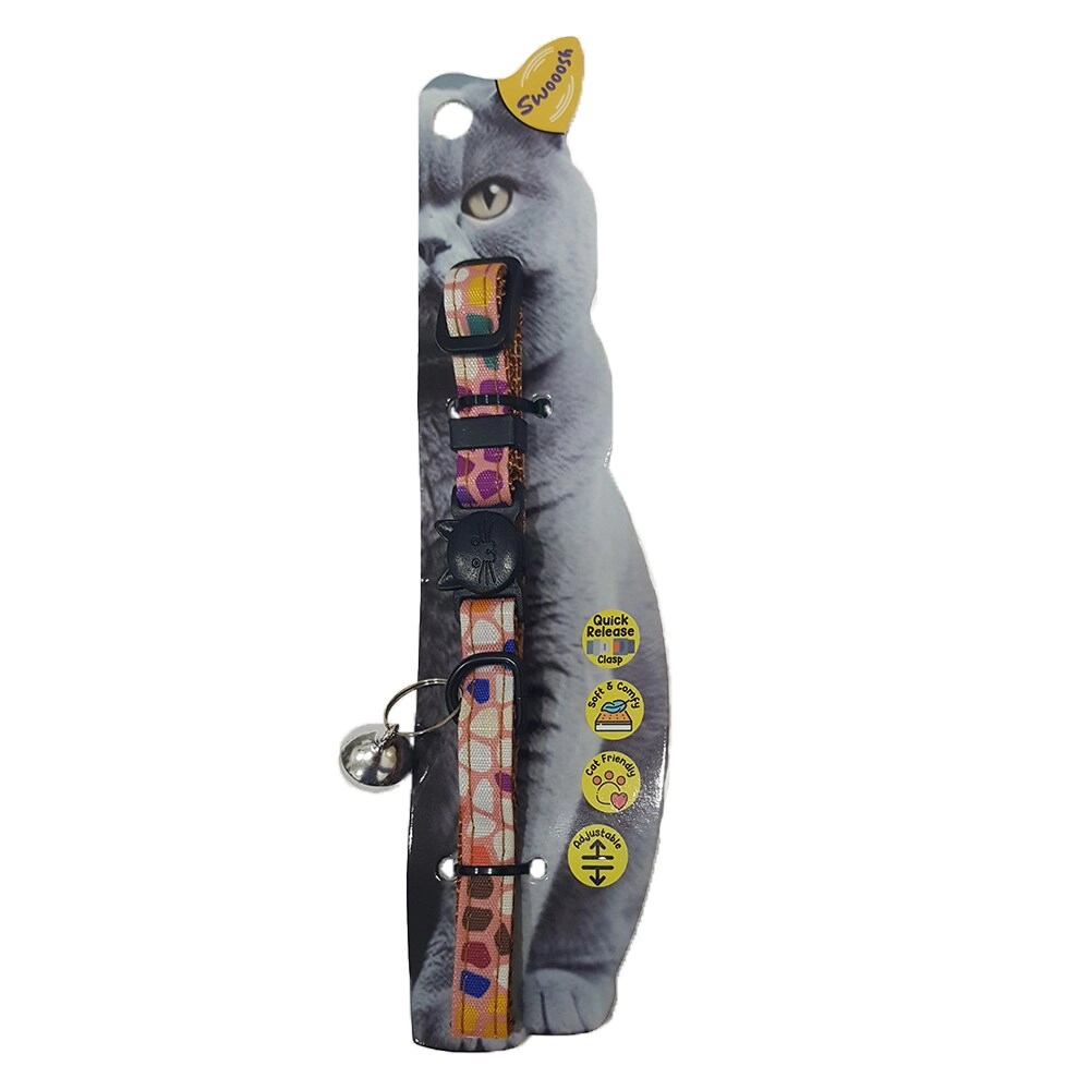 NUTRAPET Swooosh Gleaming Stones Nylon Safe Cat Collar - C-10mm 18/28cm Cat Pack