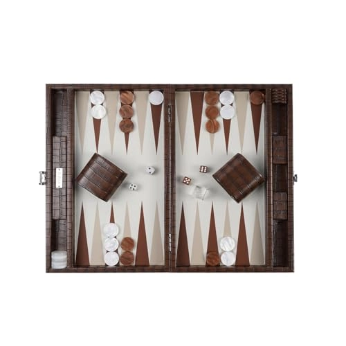 Backgammon Set - 15 inch Teal Green Alligator Vegan Leather