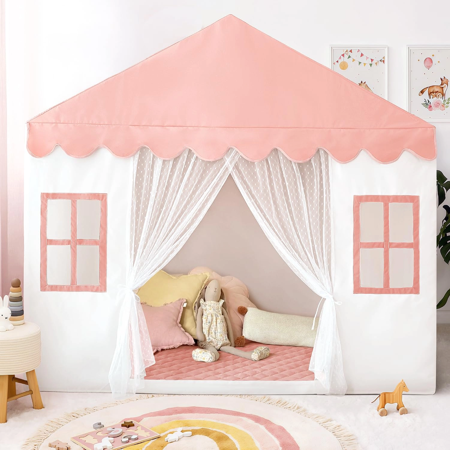 Kids Play Tent - 35.5 inches (W) x 57 inches (L) x 53 inches (H) Pink