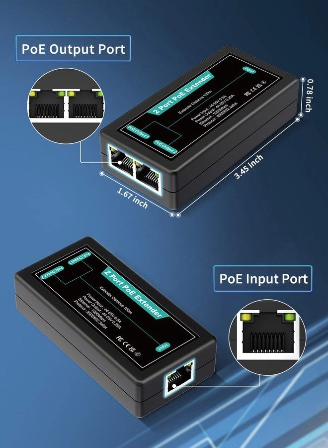 PoE Extender - 1 in 2 Out IEEE 802.3af/at 1000Mbps