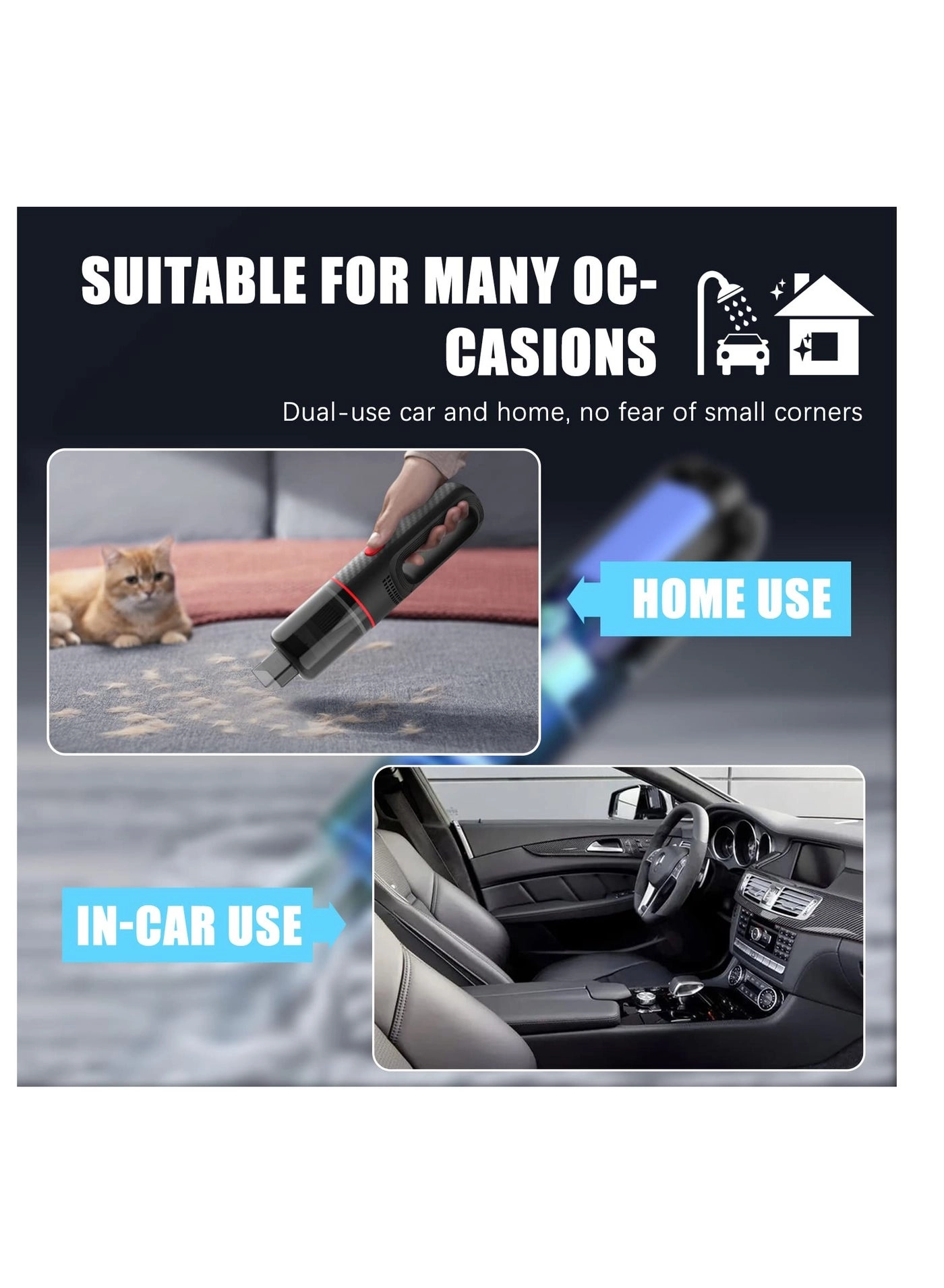 Handheld Car Vacuum Cleaner - 4000mAh