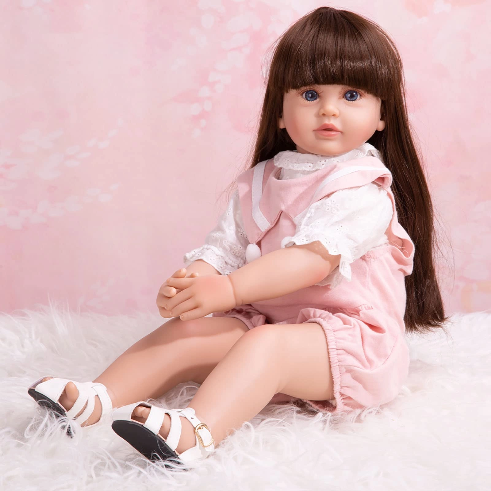 Reborn Baby Doll - 24 Inch Vinyl Cotton Body Pink Yarn Skirt Ages 3+